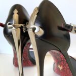 Vintage Cesare Paciotti Lady Blade high heel shoes, heels, sandals boots black real leather y2k gothic with silver swords daggers